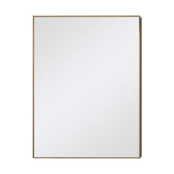 Decor Wonderland Vanta 24 in. W x 32 in. H Rectangular Large Gold Metal Framed Wall Bathroom Vanity Mirror with Dual Mounting Brackets