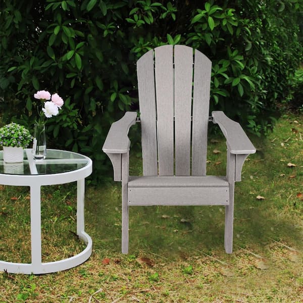 Unbranded Classic Gray Folding Plastic Adirondack Chair