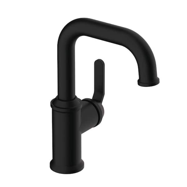Kinzie Single Handle Single Hole Bathroom Faucet with Metal Touch Down Drain Included in Satin Black