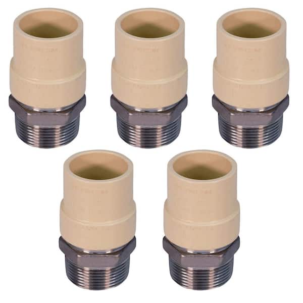 PLUMBFLEX 1-1/2 in. MIP x 1-1/2 in. Lead Free Stainless Steel CPVC Adapter Pipe Fitting (5-Pack)
