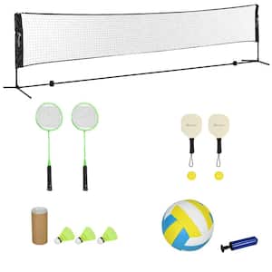 17 ft. Badminton Set, Height Adjustable Pickleball, Volleyball, Badminton Net for Backyard Beach Driveway