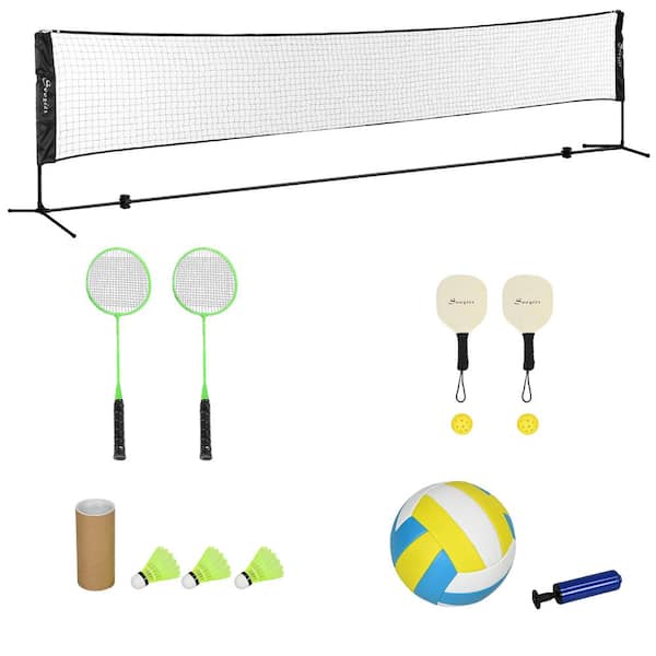 Soozier 17 ft. Badminton Set, Height Adjustable Pickleball, Volleyball, Badminton Net for Backyard Beach Driveway