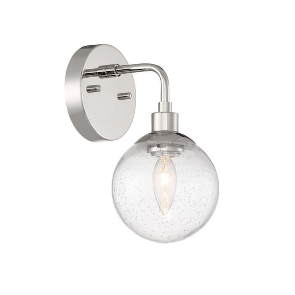 CRAFTMADE Que 10.5 in. 1 Light Chrome Finish Wall Sconce with Clear Seeded Glass