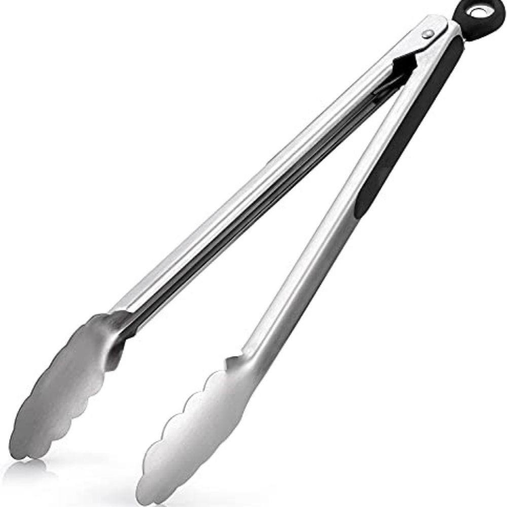 12-Inch Stainless Steel Scallop Head Kitchen Tongs