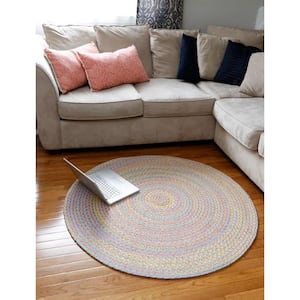 Play Date Pink Multi 6 ft. x 6 ft. Round Indoor/Outdoor Braided Area Rug