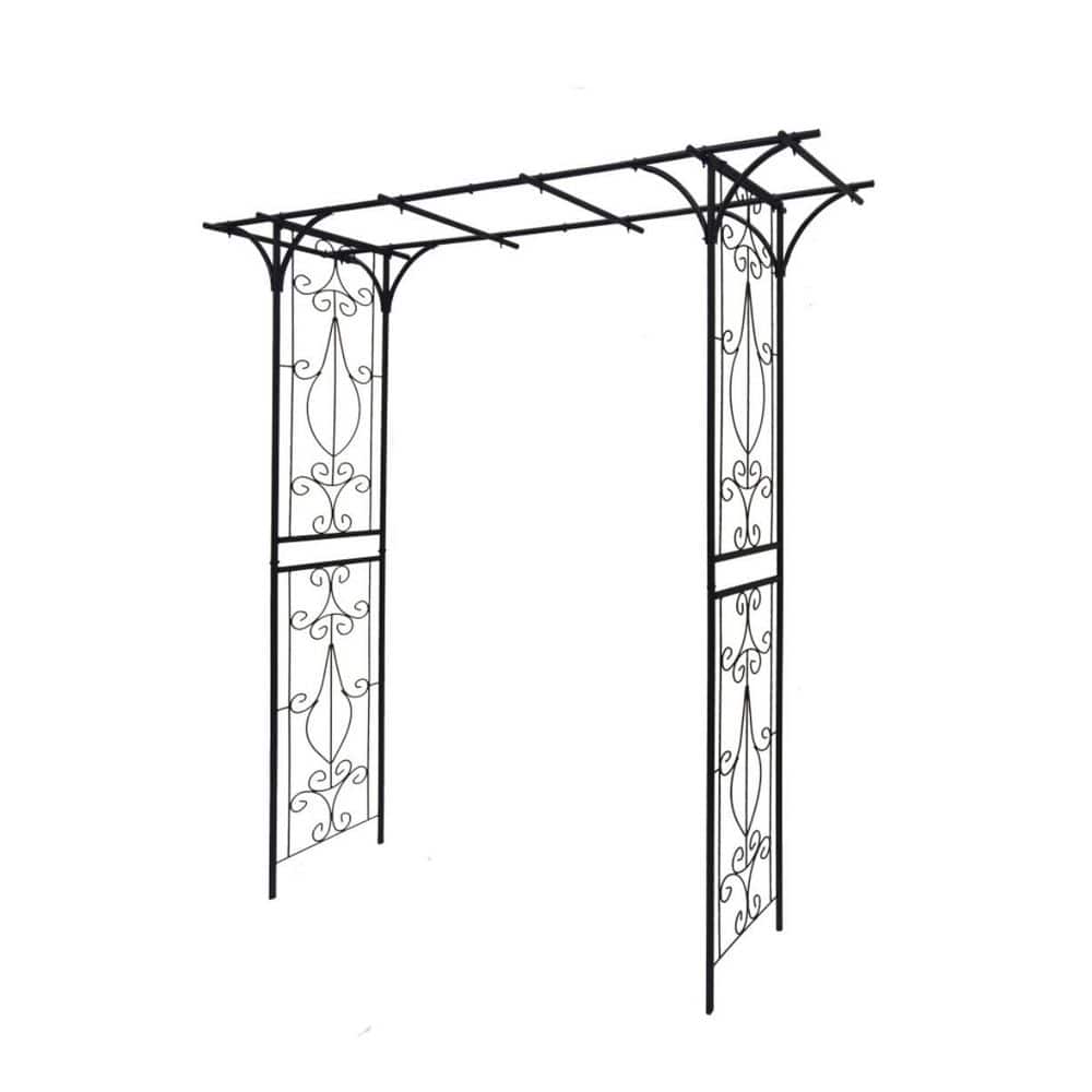 Metal Garden Arch 80.3 in. x 81.1 in. Climbing Plants Support Rose Arch Out