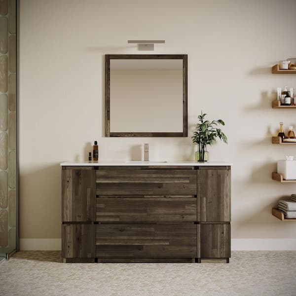 Formosa 60 in. Single Sink Freestanding Sage Gray Bath Vanity with White Quartz Top and Undermount Ceramic Sink