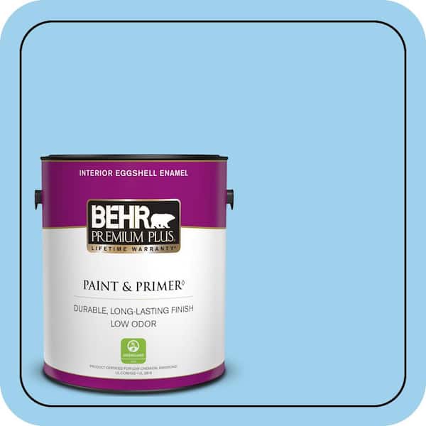 BEHR PREMIUM PLUS 1 gal. #P500-3 Spa Blue Eggshell Enamel Low Odor Interior Paint & Primer