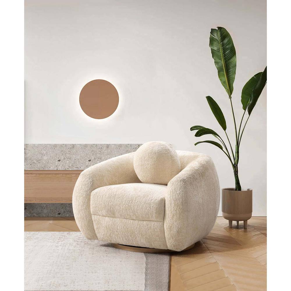 Tribeca Cream Chenille Upholstered Accent Chair with Wood Base