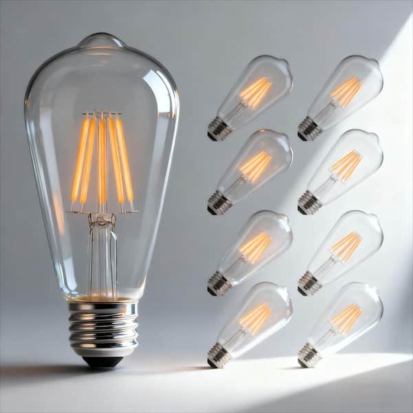 60-Watt Equivalent ST58 E26 Soft White (2700K) Edison LED Light Bulb, Vintage Bulbs for Pendant Light (4-Pack)