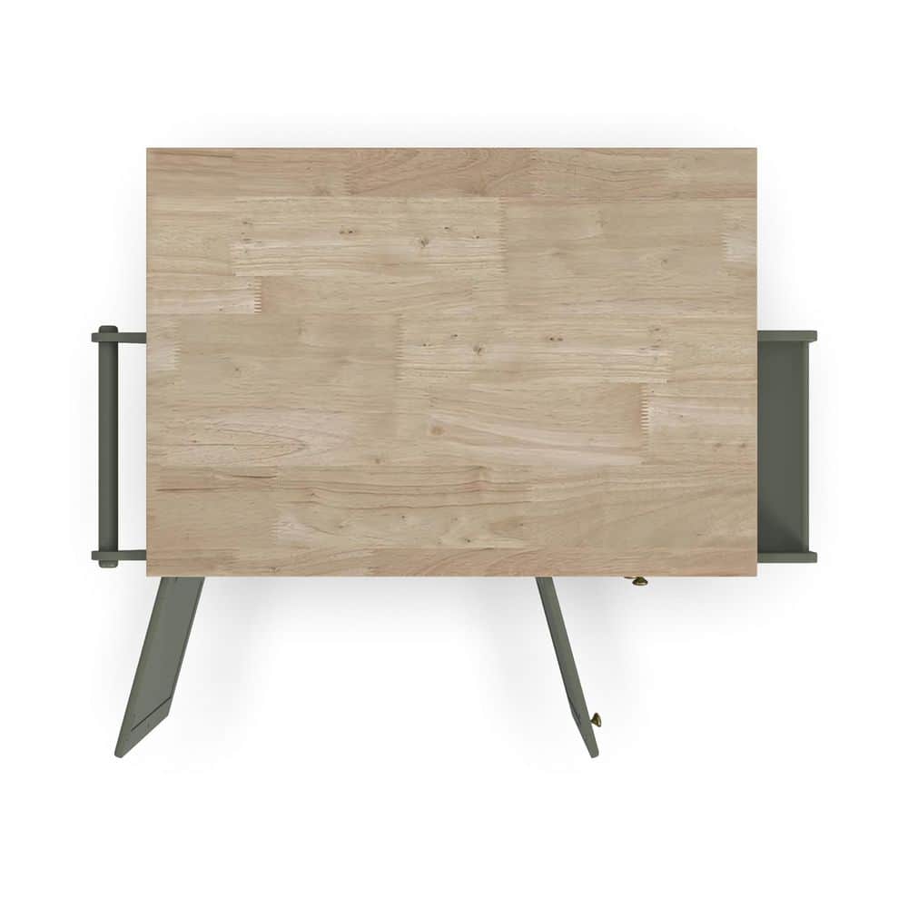 Sage Green Wood Kitchen Cart with Storage and Spice Rack