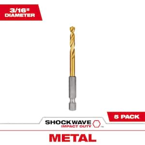 SHOCKWAVE 3/16 in. Titanium Twist Drill Bit (5-Pack)