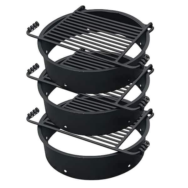 H-16 B6X2 Park Style Grate Outdoor BBQ Charcoal Grill with Swivel, 3-Pack