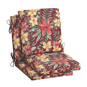 18 in. x 16.5 in. Mid Back Outdoor Dining Chair Cushion in Ruby Clarissa (2-Pack)