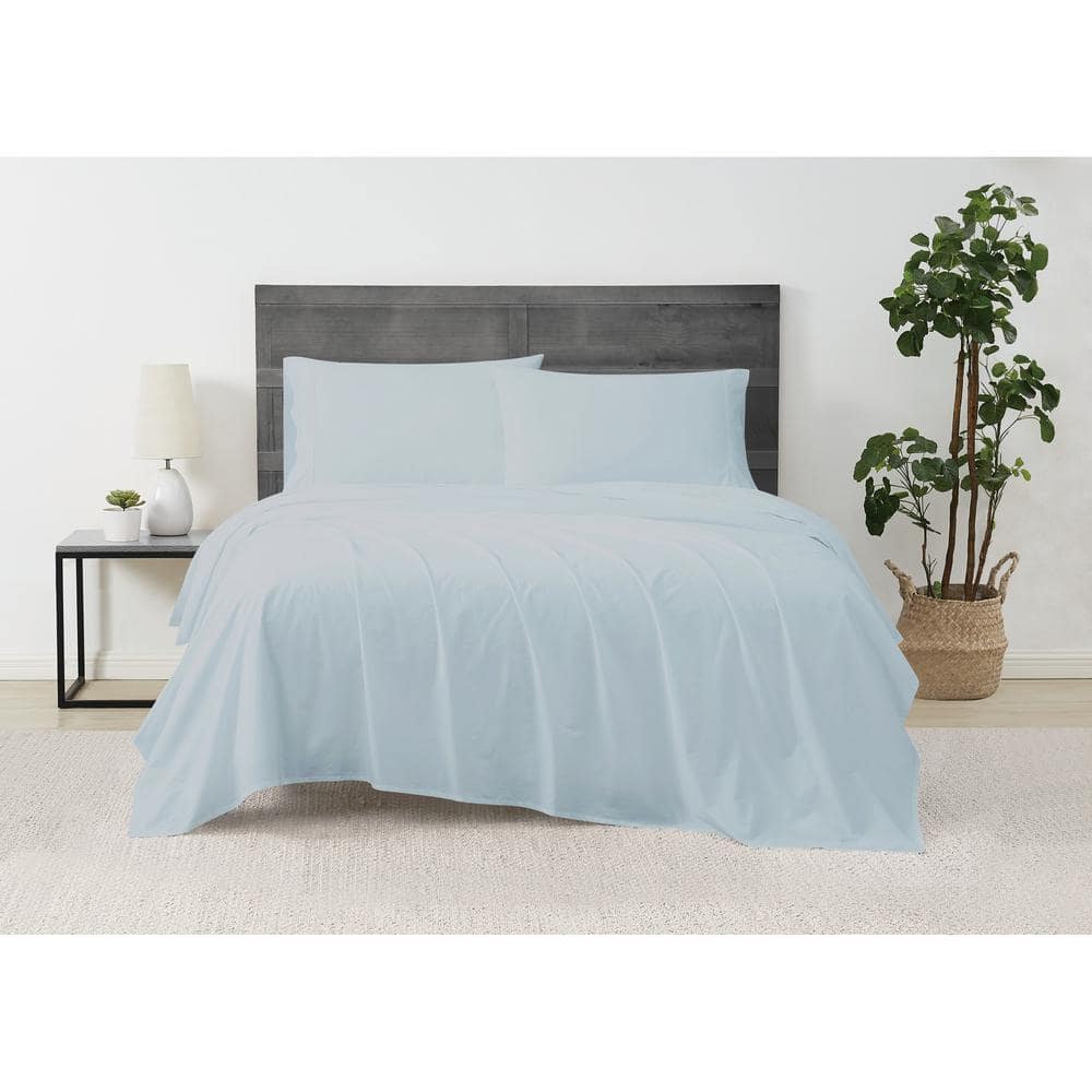 Twin Light Blue Organic Cotton Percale Sheet Set