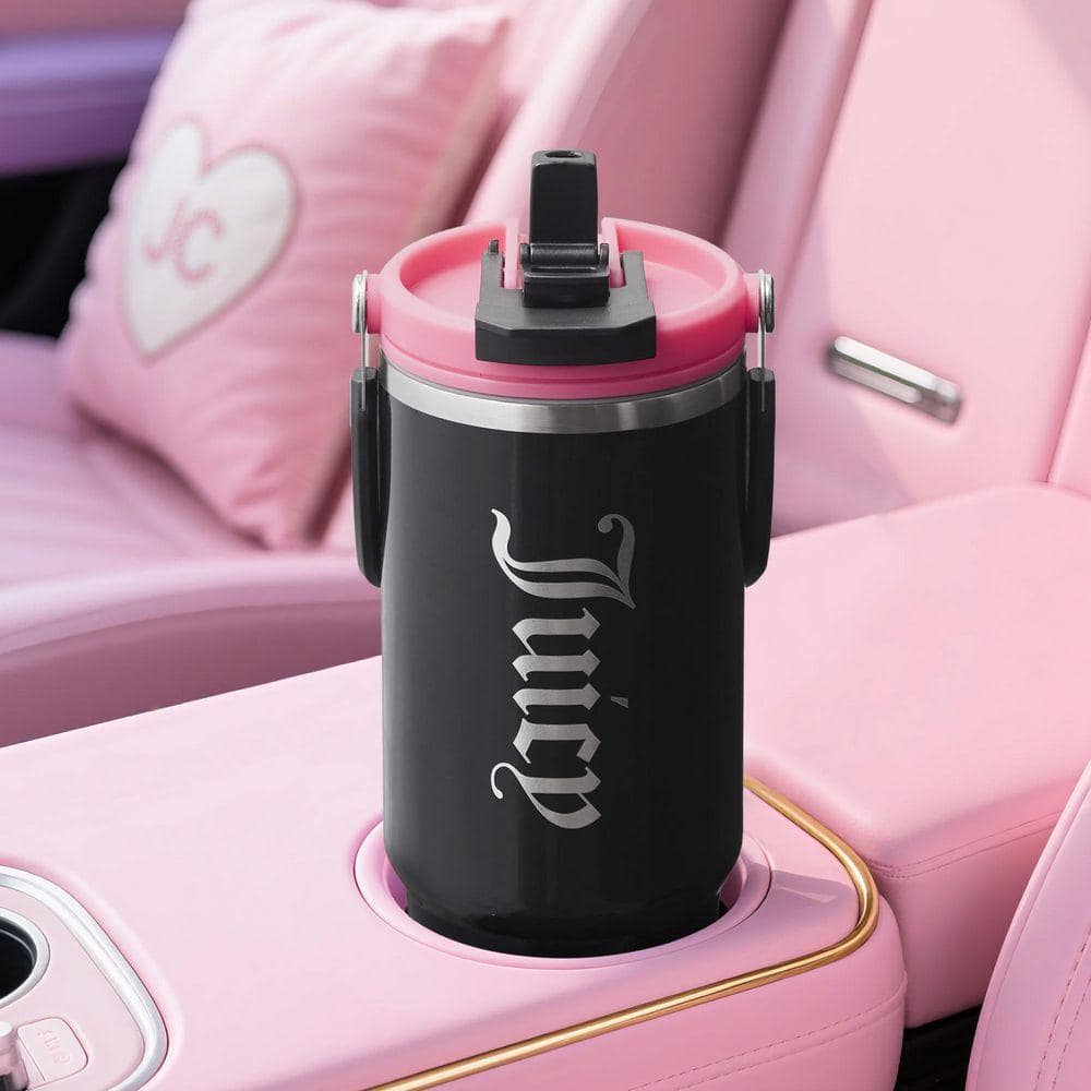 JUICY COUTURE Flip Fusion 40 oz. Black Stainless Steel Screw Top