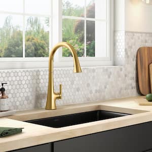 Lelan Antique Brass Single Handle Single Hole Goosenecked Kitchen Faucet