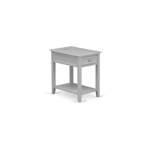 24 in. x 19 in. Urban Gray Modern End Table Wood Laminate Top - Rectangle Nightstand with a Drawer for Bedroom