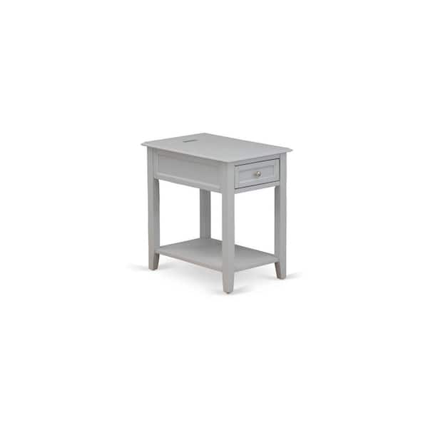 HOME IMPORTS EMPORIUM 24 in. x 19 in. Urban Gray Modern End Table Wood Laminate Top - Rectangle Nightstand with a Drawer for Bedroom