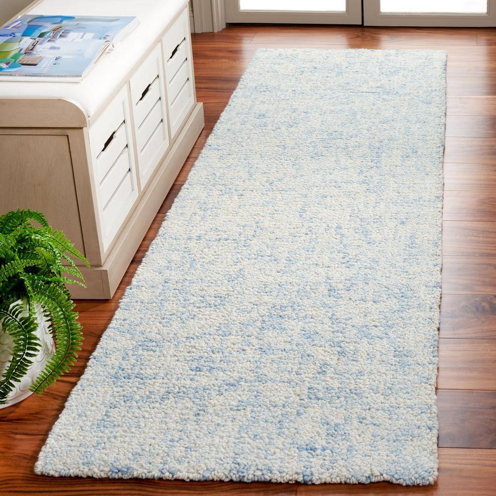 Abstract 2 ft. x 5 ft. Light Blue/Ivory Contemporary Marble Runner Rug price history on PriceWatchPro