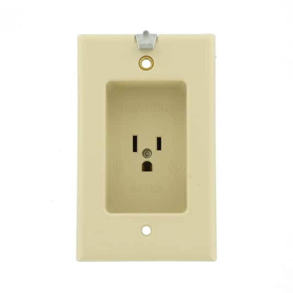 15 Amp 125 V 1-Gang Recessed Single Outlet/Receptacle, w/ Clock Hanger Hook, Ivory (1-Pack) 688-I