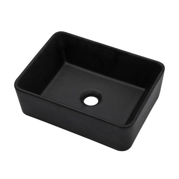 EPOWP Black Ceramic Round Vessel Sink