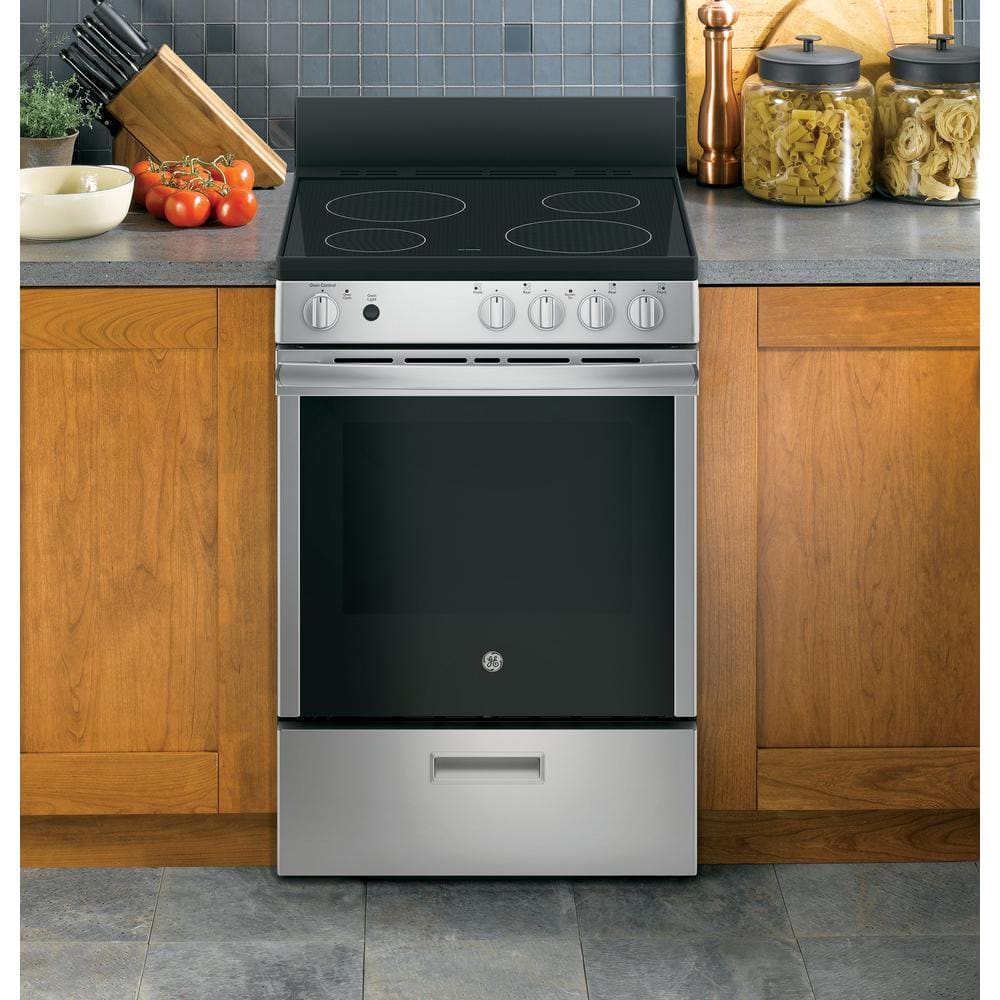24" Stainless Steel Freestanding Electric Range with Modular Backguard