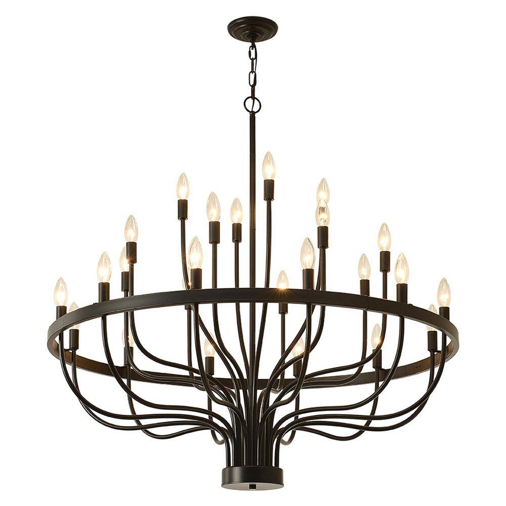 24-Light Black Industrial Floral Chandelier Dimmable Large Vintage Ceiling Light with Adjustable Chains for Dining Room price history on PriceWatchPro