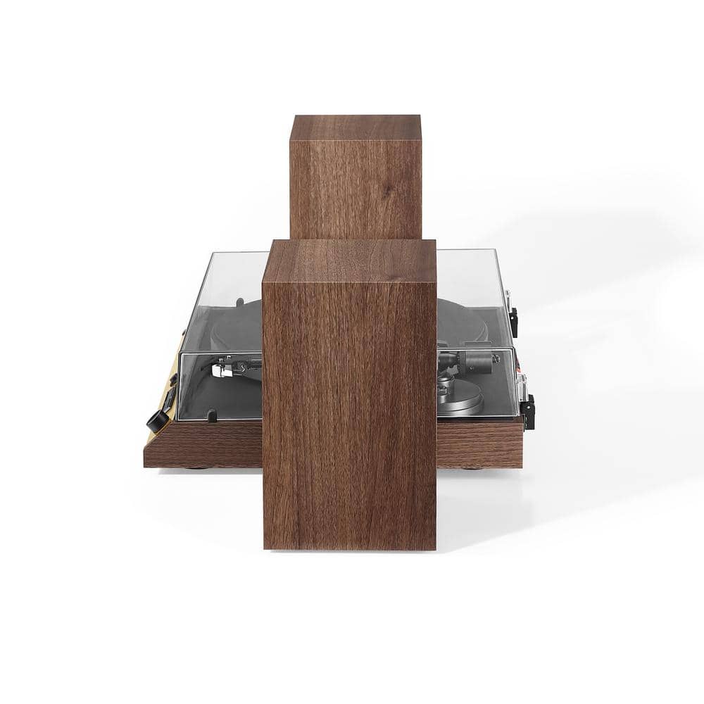 Walnut 2-Speed Belt-Drive Turntable with 120W Speakers