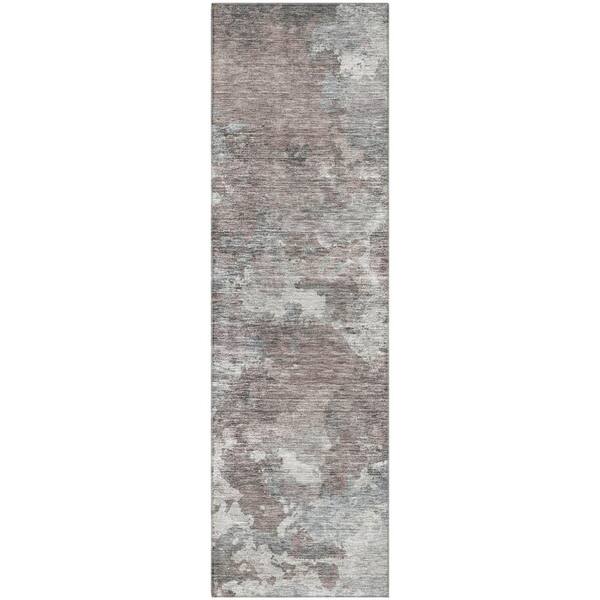 Mayfield Premium Machine Washable Abstract AMF1991 Brown 2 ft. x 7 ft. Runner Rug