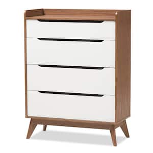Brighton 4-Drawer White and Brown Chest
