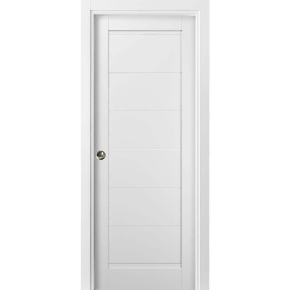 4115 24 in. x 84 in. Single Panel White Finished Solid MDF Sliding Door with Pocket Hardware price history on PriceWatchPro