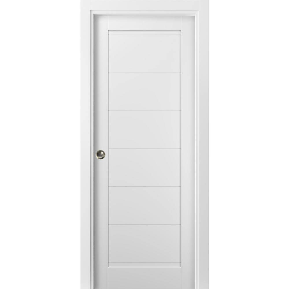 White 18 x 80 Solid Core Pocket Door with Frame