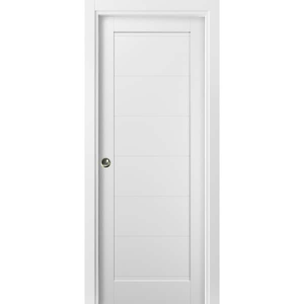 Sartodoors 4115 36 in. x 84 in. Single Panel White Finished Solid MDF ...