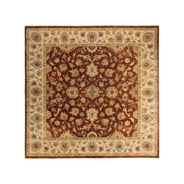 Oushak Brown  8 ft. x 10 ft. Floral Wool Indoor Area Rug