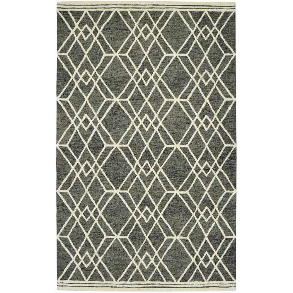 HomeRoots 5 ft. x 8 ft. Multi-Colored Wool Geometric Hand Hooked Area ...