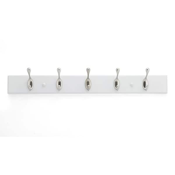 Richelieu Hardware 23-7/8 in. (605 mm) White and Brushed Nickel Utility Hook  Rack T020210195 - The Home Depot