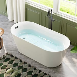 HOROW 59 in. x 27.5 in. Soaking Bathtub with Side Drain