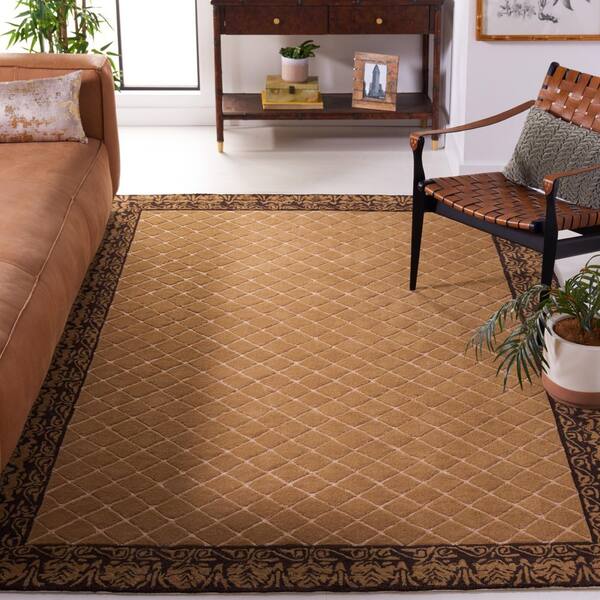 Total Performance 4 ft. x 6 ft. Ivory/Chocolate Diamond Border Area Rug