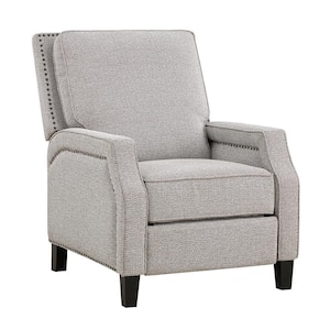 Adele Coconut Low Pile Chenille Upholstered Push Back Standard Recliner with Nailheads