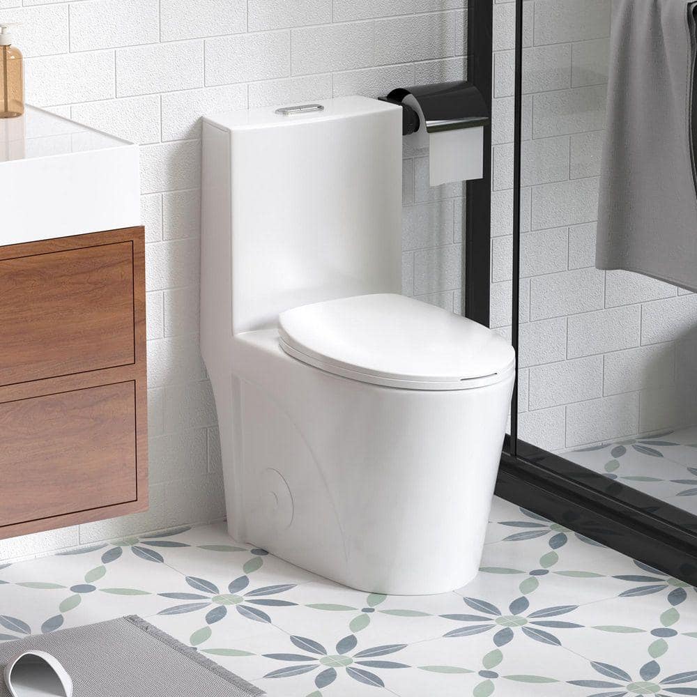洋式便器 Dual Flush 1-Piece Toilet 1.1/1.6 GPF, 12 in. Elongated Bowl with