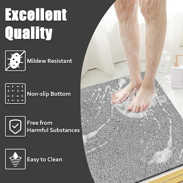 OTHWAY Large Shower Mat, 47x 32 TPE Shower Mat Non Slip, Heavy Shower Floor Mat with Drain Holes and Suction Cups, No Odor Shower Mats for Inside Shower for Elderly Kids