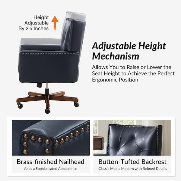 JAYDEN CREATION Michelle Faux Leather Transitional Swivel Office