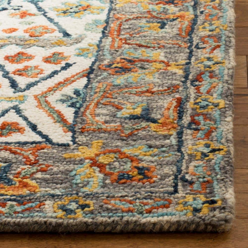 Aspen Blue Floral Hand-Tufted Wool Area Rug - 4' x 6'