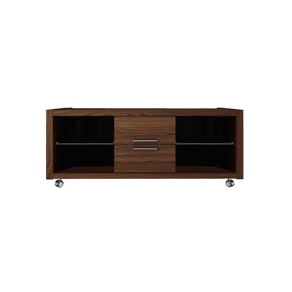 Manhattan Comfort Belvedere 2.0 4-Shelf, 2-Drawer TV Stand in Mocha/Pro-Touch