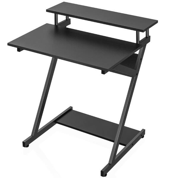 JAYDEN CREATION Genoveva 27.6 in. Black Writing Desk With Manufactured Wooden and Metal Frame