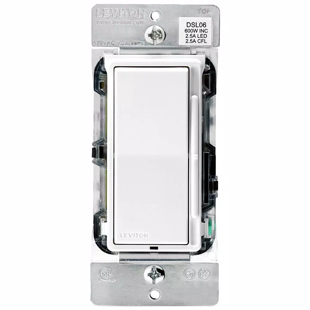 Leviton Decora 600-Watt Single-Pole/3-Way Universal Rocker Slide Dimmer ...