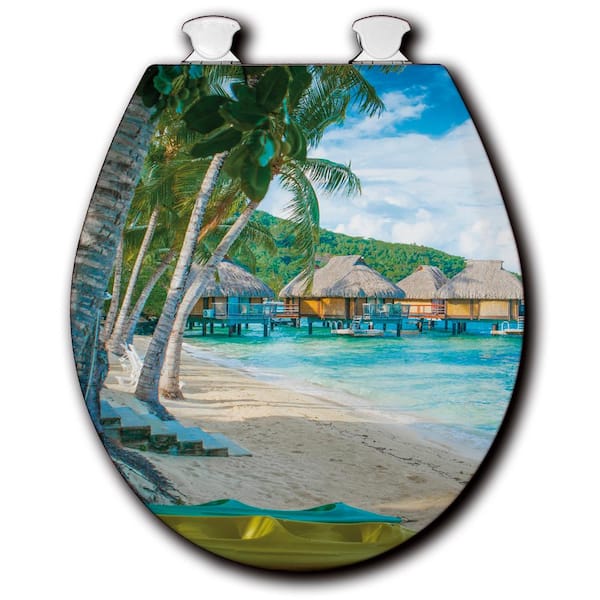 Unbranded Bora Bora by Day Round Closed Front Toilet Seat in White