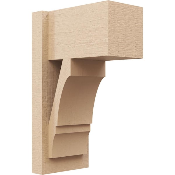 Ekena Millwork 8 in. x 20 in. x 12 in. Balboa Block Rough Cedar Woodgrain Timberthane Polyurethane Outlooker, Primed Tan