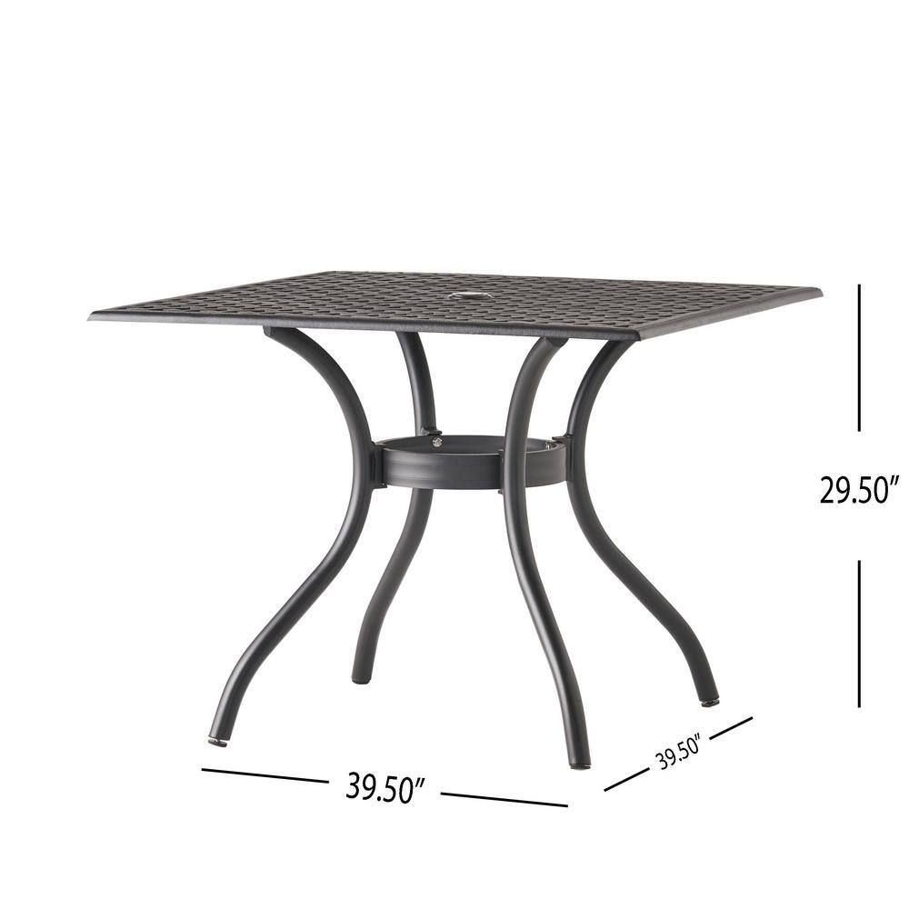 Cayman Black Sand Cast Aluminum Square Patio Dining Table